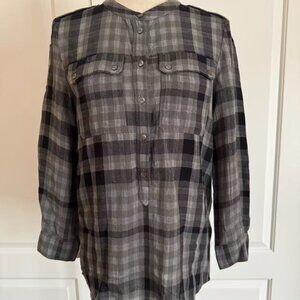 100% Authentic Burberry Brit Black/Gray plaid shirt, Sz S